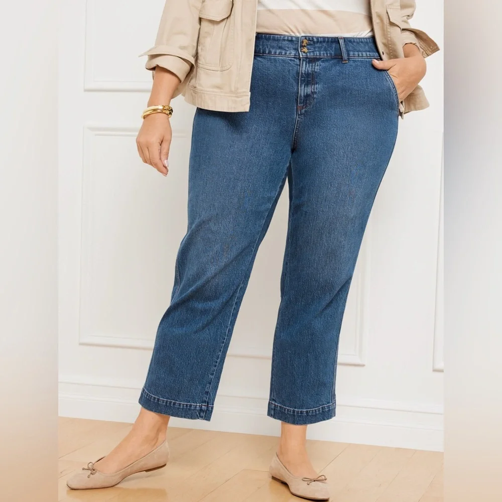 Talbots Blue Ankle Cropped Jeans Relaxed Fit - Picture 1 of 6